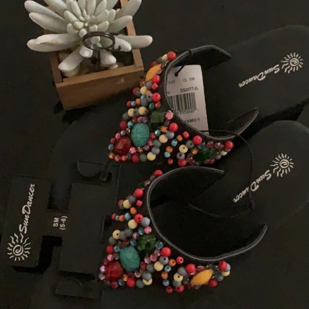 Sun Dancer Beaded Wedge Sandals